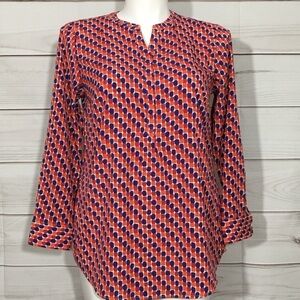 Red & Blue & Orange Pops of Color Talbots Long Sleeve Tunic Top Size 0X